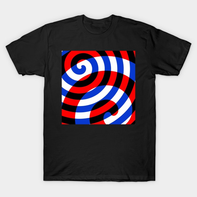 Red and blue spirals on white T-Shirt by TiiaVissak